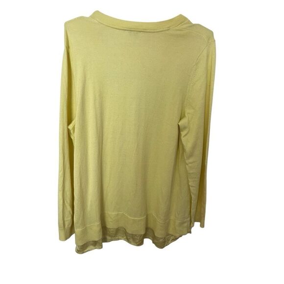 J.Jill yellow cotton blend sweater sz L - Picture 2 of 5